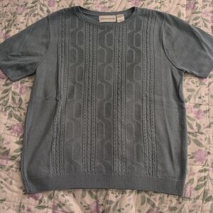 Alfred Dunner Small Blue Knit Short Sleeve Top